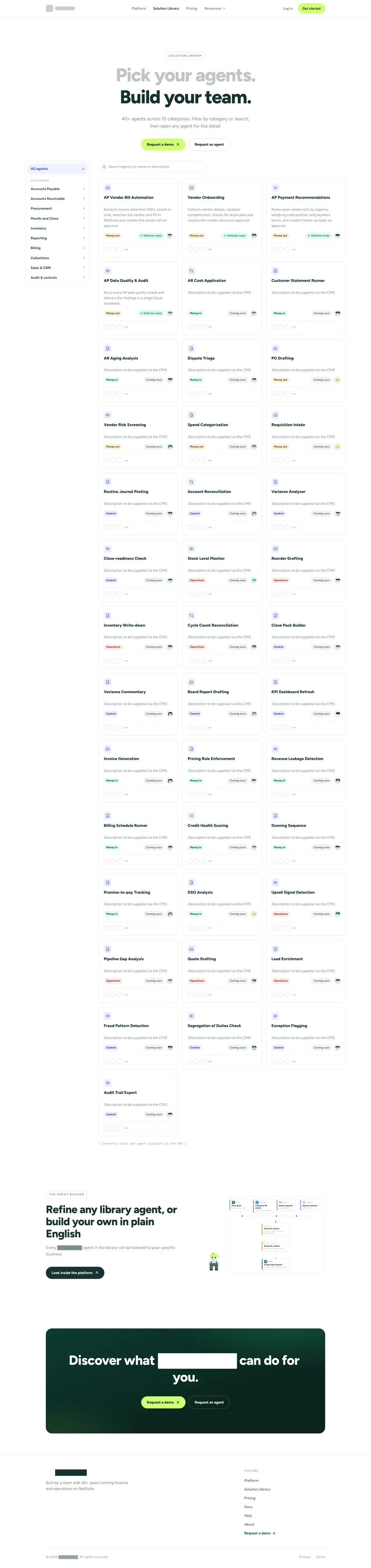 The finished solution library page