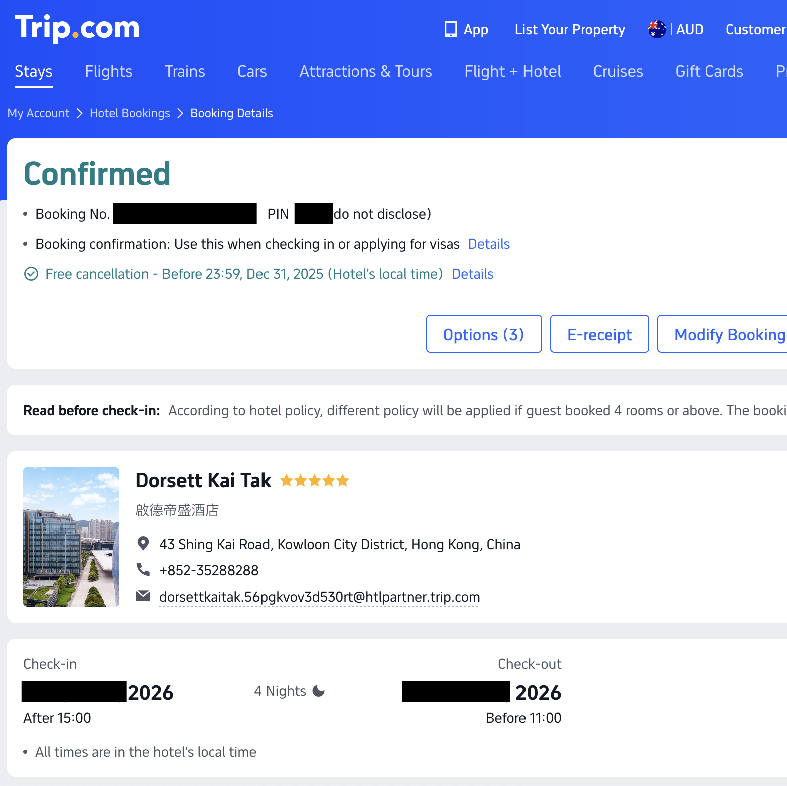Trip.com hotel booking