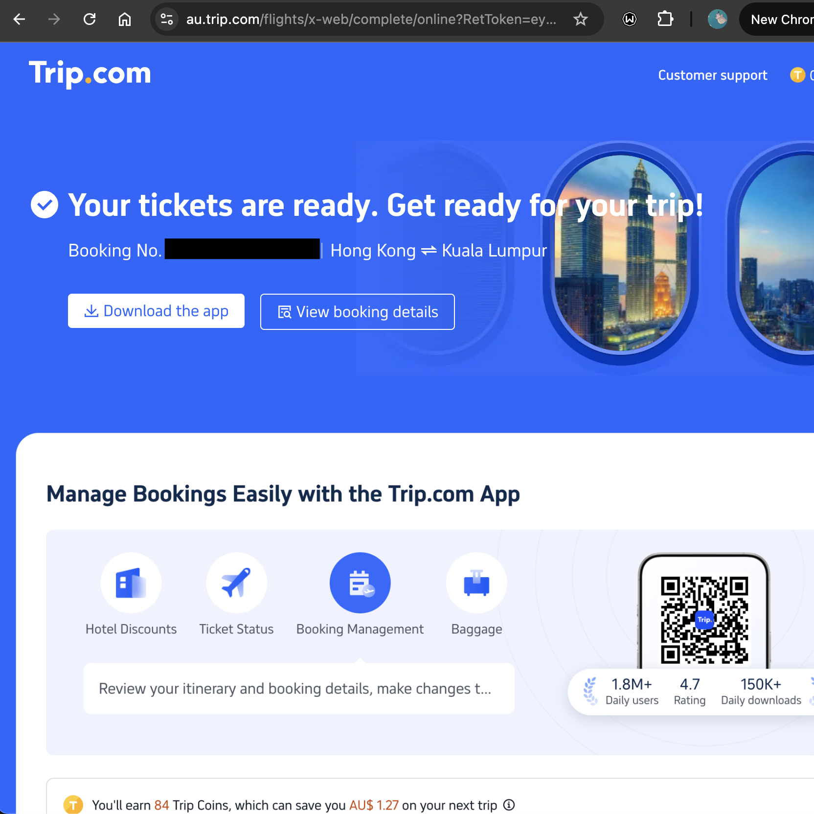 Trip.com flight details